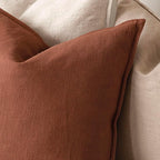 Foindtower Pack of 2, Decorative Linen Soild Throw Pillow Covers Soft Accent Cushion Case Farmhouse Neutral Pillowcase for Chair Couch Sofa Bedroom Living Room Home Decor 22 x 22 Inch Fall Rust Orange
