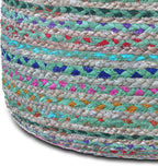 SIMPLIHOME Margo Round Pouf - 20 inch Wide Handwoven Jute and Cotton Braided Ottoman in Green, Boho-Style Footstool or Extra Seating for Living Room or Bedroom with Polystyrene Bead Filling, Assembled