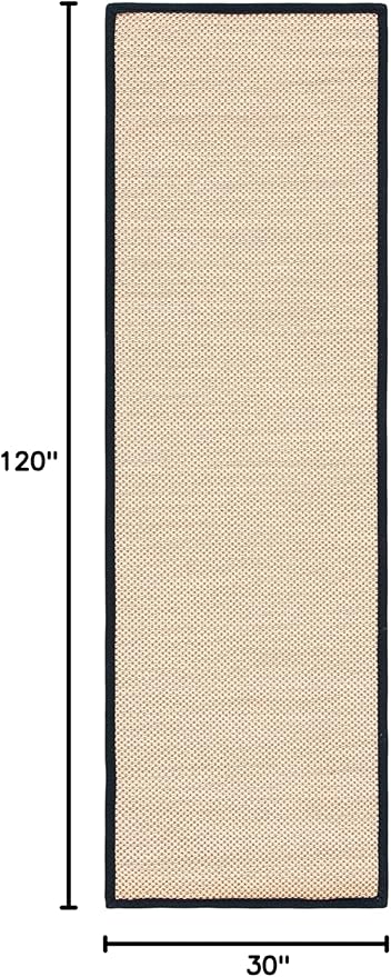SAFAVIEH Natural Fiber Collection Runner Rug - 2'6" x 10', Maize & Black, Sisal, Woven Design with Border (NF141A)