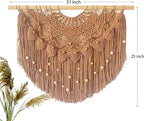 Youngeast Large Macrame Wall Hanging Boho Beaded Curtain for Window Macrame Bedroom Headboard Living Room Wall Art Tassel Tapestry Bohemian Woven Wall Decor 31" W X 25" H (Khaki)