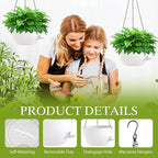 12 Inch Hanging Baskets 2 PC with Chains, Self-Watering Hanging Planters for Indoor Outdoor Plants, Plastic Hanging Flower Pots,White