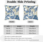 KSLIDS Vintage Floral Soft Velvet Throw Pillow Covers Set of 2 Blue Beige Floral Decorative Pillow Covers 20x20 Inch Chinoiserie Retro Pillow Case for Sofa Couch Bedroom Farmhouse Home Decor