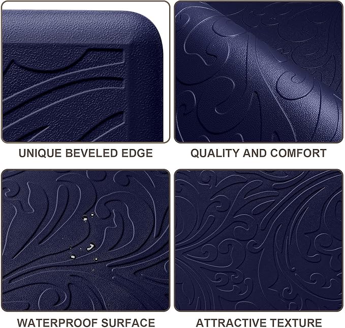 KMAT Kitchen Mat Cushioned Anti-Fatigue Floor Mat Waterproof Non-Slip Standing Mat Ergonomic Comfort Floor Mat Rug for Home,Office,Sink,Laundry,Desk 39"(L) x 20"(W),Blue