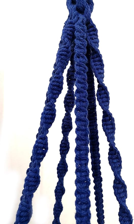 Plant Hanger Macrame Cotton 6 Legs 51 Inches in Tan and Green Color for Indoor Outdoor, Living Room, Kitchen, Deck, Patio, High and Low Ceiling with Size of 10-12 inches Without THE Pot (Navy Blue)