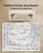 AMADA HOMEFURNISHING 5x7 Area Rugs, Washable Living Room Rug Low-Profile with Non-Slip Backing & Durable Edge Binding, Vintage 5x7 Rugs for Living Room, Bedroom, Dinning Room
