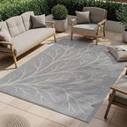 Washable Indoor Outdoor Rug 10x14 Modern Area Rugs Branch Pattern Non Shedding Waterproof Easy Clean Patio Deck Porch Living Room Bedroom Garden RV (10 X 14 Gray)