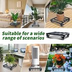 2 Pack 12 Inch Metal Plant Caddy with Wheels, Square Rolling Plant Stand Heavy Duty Indoor Outdoor Planter Dolly, Plant Pot Mover for Large Flower Pots and Planters, 380 Lbs