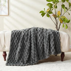 NEWCOSPLAY Super Soft King Blanket Grey Premium Silky Flannel Fleece 3D Clouds Stylish Jacquard Lightweight Bed Blanket All Season Use 350GSM (Grey, King(90"x110"))