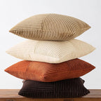 MIULEE Brown Beige Throw Pillow Covers 16x16 Inch Set of 4 Boho Farmhouse Cushion Cases for Livingroom Couch Bed Soft Corduroy Pillow Cases with Invisible Zipper Home Decor