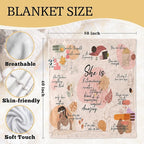 Boho Inspirational Blanket, Inspirational Gifts for Women, Birthday Gifts for Women Sister Grandma, She is Motivational Positive Throw Blankets for Girly Room Bedroom Home Decor, 50x60 in