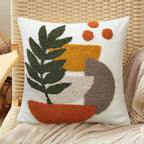Merrycolor Boho Decorative Throw Pillow Covers Abstract Tufted Mid Century Modern Throw Pillows Green Leaf Sun Aesthetic Textured Pillow Cover Decorative Throw Pillows for Bed Couch Sofa,18x18