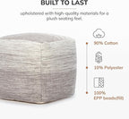 Anji Mountain Pouf Ottoman Foot Rest, Handmade Ottoman Pouf, Comfortable Foot Stool, Decorative Floor Seating for Living Room Decor, Bedroom & Home Décor Accent - Dune Stripe