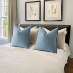 MIULEE Pack of 2 Light Blue Decorative Pillow Covers 20x20 Inch Soft Chenille Luxurious Couch Throw Pillows Farmhouse Cushion Covers with Elegant Design for Sofa Bedroom Living Room Spring Home Decor