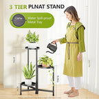 3 Tier Plant Stand Indoor, Tiered Plant Stand Outdoor for Multiple Plants, Corner Plant Shelf for Patio Balcony Porch Garden Living Room House, Black