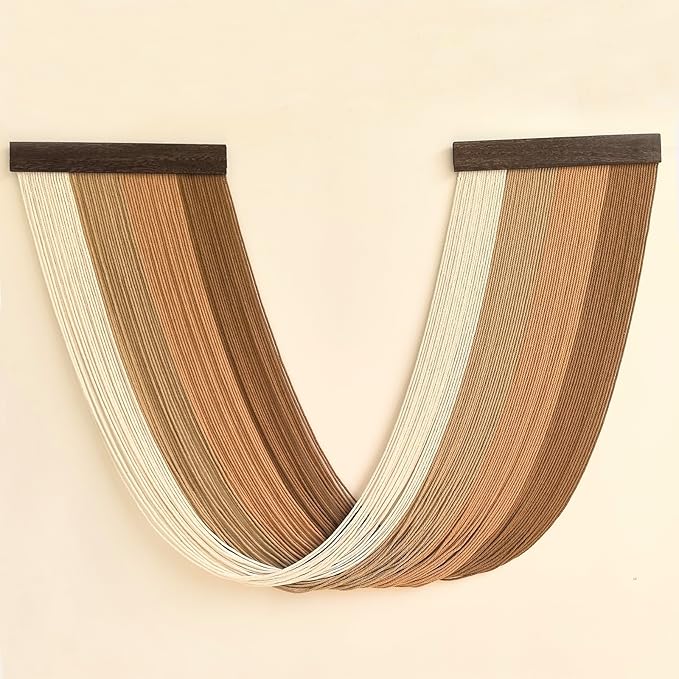 Large Macrame Wall Hanging Dip Dyed Yarn Tapestry Ombre Yarn Gradient Color Macrame Wall Decor Macrame Tapestry Boho Decor for Bedroom Living Room Headboard Above Bed (Brown)