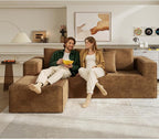 WLIVE 108'' Cloud Sectional Couches for Living Room, Modular Boneless Couch with Right Facing Chaise, L Shape Memory Foam Corduroy, with Cushion, Brown