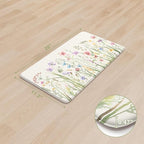 KIMODE Anti Fatigue Kitchen Mat 17.3"x29", Boho Floral Kitchen Floor Mats Non Slip, Waterproof Kitchen Mat for Floor, Padded Comfort Standing Mat for Laundry, Office, Sink, Desk White