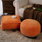SUTAVIA Pouf Ottoman Cover Unstuffed Pouf Seat Decorative Soft Storage Bean Bag 20x20x8 Inches Square Floor Footrest for Living Room Bedroom (Burnt Orange, Square)
