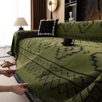VClife Bohemian Green Couch Cover for Dog, Non Slip Sectional Sofa Covers Furniture Protector Washable Tribal Pattern Couch Covers for 3 Cushion Couch Sofa, Soft Pet Sofa Slip Cover, Green, 71"X134"