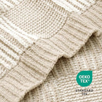 Amélie Home Checkered Knit Throw Blanket for Couch, Chenille Texture Decorative Soft Blanket for Sofa & Chair, 60"x80", Beige & Ivory