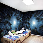 Extra Large Galaxy Forest Tapestry for Bedroom Ceiling, Big Space Night Starry Sky Blue Tapestry Aesthetic, Oversized Milky Way Moon Stars Backdrop Wall Hanging for Dorm Living Room Decor (98"X118")