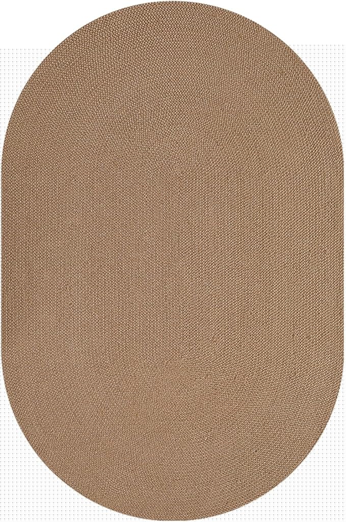 DEXI Oval Easy Jute Rug 5x8, Braided Woven Rustic Rugs No Shed, Neutral Area Carpet Mat for Outdoor Patio Dining Living Room Farmhouse, Tan Brown