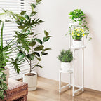 Plant Stand Indoor Outdoor 3 Tier Metal Plant Shelf for Multiple Plants Corner Flower Holders for Living Room Balcony Bedroom Patio Garden, Black (White, 3-Tier)