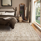 Washable Area Rugs for Living Room: 5x7 Bedroom Rug Boho Vintage Area Rug Stain Resistant Non Slip Low Pile Lightweight Soft Carpets for Dining Room Kitchen Nursery Kids Room Playroom Home Office