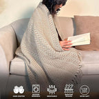 Chardin home Beige Braided Waffle Weave Throw, 50x60 Inch Recycled Cotton- Large, Wearable, Breathable, Skin-Friendly Everyday use Blanket for Couch, Bed, Sofa - Soft Lightweight Picnic Rug