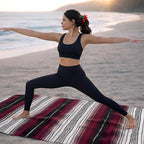 Mexican Blanket (Authentic Handmade Falsa) - Durable, Lightweight Baja Indian Blanket for Yoga, Beach, Camping, Picnic, Car/Truck, Outdoor Mexican Throw, Baja Saddle Blanket, 70"x50", Cherry