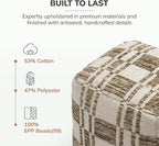 Anji Mountain Pouf Ottoman Foot Rest, Handmade Ottoman Pouf, Comfortable Foot Stool, Decorative Floor Seating for Living Room Decor, Bedroom & Home Décor Accent - Harbor Lattice