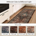KIMODE Kitchen Mats for Floor Cushioned Anti Fatigue, Floral Kitchen Rugs Sets of 2, Brick Rugs for Kitchen Floor, Comfort Kitchen Floor Mats, Ergonomic Standing Desk Mat for Sink Laundry