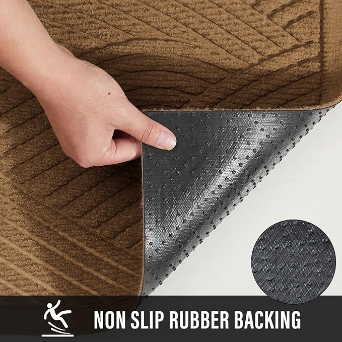 Sturdy Front Door Mat, Absorbent Muddy Dirt Resist Welcome Door Mats Outdoor Indoor, Stain and Fade Resistant, Non-Slip Backing Entry Mat Low Profile Doormat for Entryway, 36×24, Brown