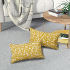 Yellow Pillow Covers 12x20 Set of 2 Vintage Floral Rustic Old Style Cute Flower Print Rectangle Decorative Outdoor Pillowcases Seasonal Farmhouse Throw Cushion Case Couch Sofa Bed Decor