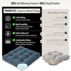 Tromlycs Floor Pillow Cushions for Adults Set of 2 Large Pillows for Floor Seating Square Gel Memory Foam 20 x 20 x 4 Inch Blue