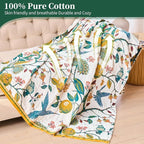 Boho Throw Blanket for Bed - 100% Cotton Ultra Soft Luxury Throw Rustic Fall Quilt,Bird Printed Farmhouse Decor Bed Blankets,Throw for Living Room Sofa Couch Chair(Flower-Bird, 60" x 75")