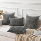 Kevin Textile 14x22 Inch Pillow Cover 1 Pack Boho Decorative Soft Striped Corduroy Lumbar Farmhouse Accent Rectangle Cushion Case for Living Room Couch Sofa Bed, Dark Grey