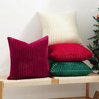 Simmore Decorative Throw Pillow Covers 20x20 Set of 2, Soft Natural Plush Flannel Double-Sided Fluffy Couch Pillow Covers for Sofa Living Room, Burgundy