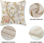Chinoiserie Pillow Covers 18x18 Set of 2 Yellow Floral Bird Throw Pillows Green Vintage Flowers Bird Decorative Pillowcase Outdoor Chinoiserie Decoration Farmhouse Cushion Case for Couch Home