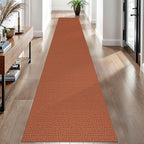 EARTHALL Woven Runner Rug 2x12 Ft Washable Runners for Hallways Extra Long Cotton Non Slip Rubber Backed Kitchen Runner Braided Indoor Floor Carpet for Entryway, Hall, Kitchen, Rustic Orange/Tan