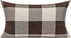 VAKADO 12x20 Inch Set of 2 Buffalo Plaids Decorative Throw Pillow Cases Farmhouse Retro Checkers Lumbar Rectangle Cushion Covers Home Decor for Sofa Couch, Brown/Coffee