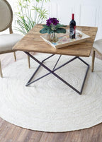 100% Jute Area Rug 10 Feet- Braided Design Hand Woven Off-White Natural Fibers Carpet - Home Decor for Living Room Hallways (10' Round, Off-White)