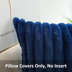 JOJUSIS Pack of 2 Faux Fur Plush Decorative Throw Pillow Covers Couch Cushion Case Soft Pillowcases (Navy Blue, 12 x 20-Inch)