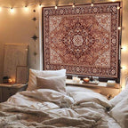 Apdidl Boho Mandala Hippie Wall Tapestry for Bedroom Aesthetic, Indian Bohemian Floral Tapestries Blanket Art Decor, Vintage Orange Fabric Vertical Wall Hanging for Living Room Dorm 60" X 79"
