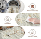 Washable Area Rug 8x10, Large Soft Abstract Rugs for Living Room Vintage 8x10 Area Rugs for Bedroom Dining Room Non-Slip Stain Resistant Under Table Gray Rust Rug