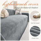 hyha Couch Cover for Dogs, Boho Sofa Covers for 3 Cushion Couch Washable, Chenille Sofa Slipcover for Pets, Soft Loveseat Sectional Couch Throw Blankets with Tassels (Grey, 88.5x134 Inch)