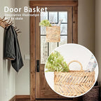 Hanging Basket for Front Door & Wall - Large Farmhouse Outdoor Planter, Holds Plants Mail Flowers, Woven Water Hyacinth Organizer, 12x10.5x5.3in