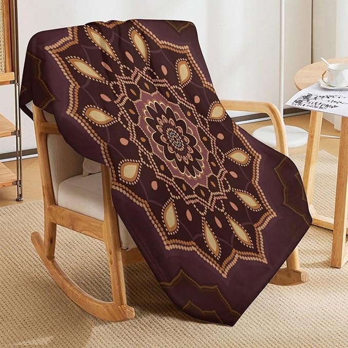 Mandala Throw Blanket Indian Hippie Bohemian Art Floral Texture Ornamental Pattern Blanket for Sofa Bed Couch Chair Or Dorm 30"x40"