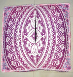 CRAFT KALA Mandala Floor Pillow Cushion Cover Seating Throw Cover Hippie Decorative Bohemian Ottoman Poufs Pom Pom Pillow Cases Boho Indian Cotton Living Room Yoga Home Décor (24" Square, Pink Ombre)