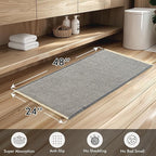 MIULEE Set of 2 Waffle Bathroom Runner Rugs, Boho Bath Rugs Non Slip Washable, Super Absorbent Runner Bath Mats Rubber Backed, Ideal for Hallway Laundry Room, Dark Grey & Yellow, 2' x 4'(24 x 48 Inch)